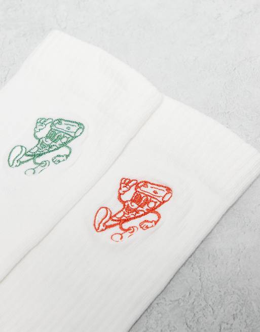 DESIGN 2 Pack Socks With Pizza Graphic In Multi