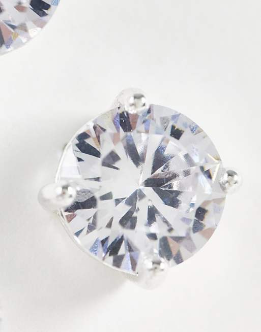DESIGN 2 Pack Stud Earring Set With Crystal In Silver Tone - SILVER