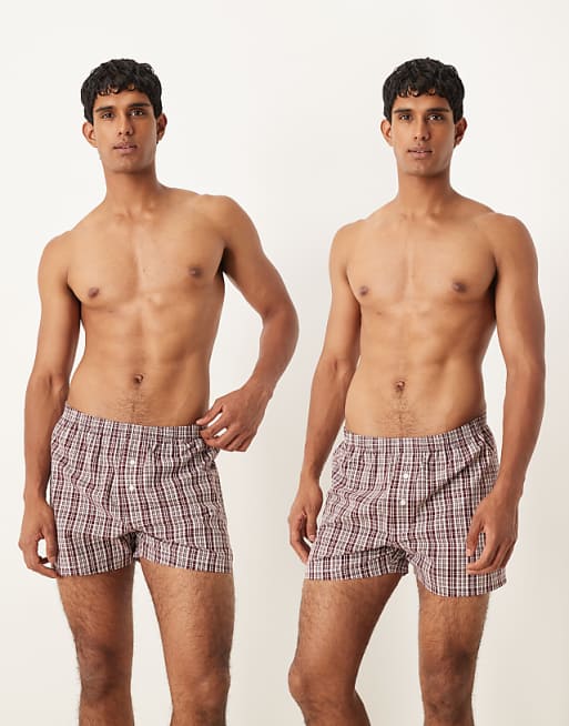 DESIGN 2 pack woven boxers in red check