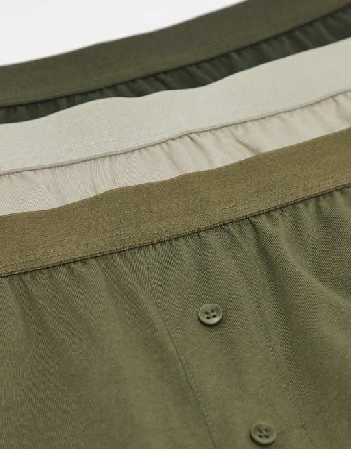 DESIGN 3 Pack Boxers In Khaki