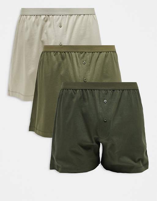 DESIGN 3 pack boxers in khaki