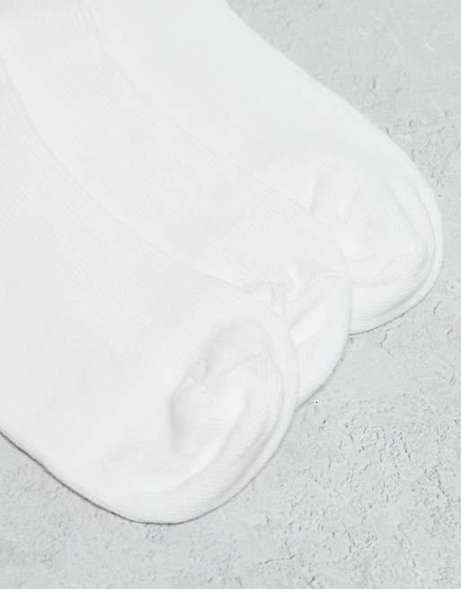 DESIGN 3 Pack Frill Edge Ankle Socks In White