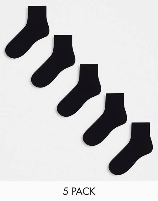 DESIGN 5 pack ankle socks in black