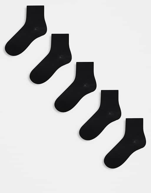 DESIGN 5 pack ankle socks in black