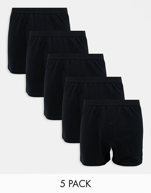 DESIGN 5 Pack Boxers In Black