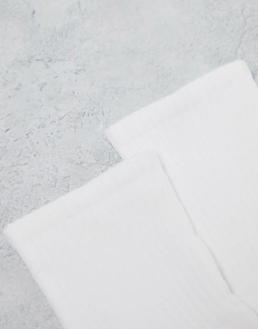DESIGN 5 Pack Terry Sole Ankle Socks In White