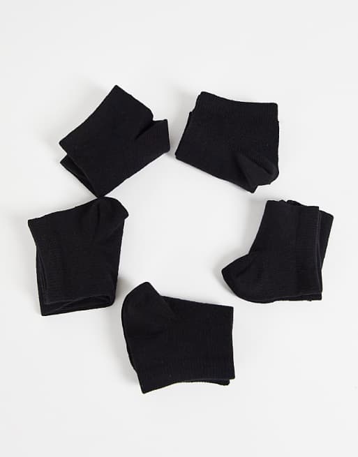 DESIGN 5 Pack Trainer Socks In Black
