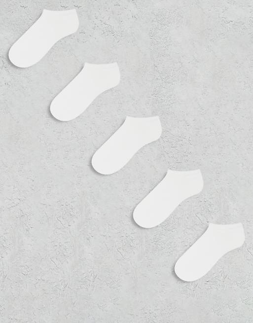 DESIGN 5 pack trainer socks in white