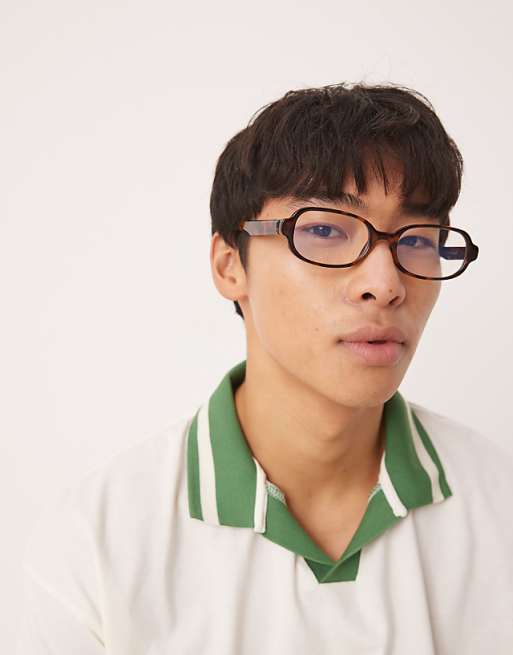 DESIGN 90's skinny square in tortoise frame with clear lens