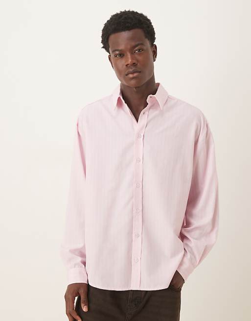 DESIGN 90S long sleeve oversized with curved hem in pink stripe
