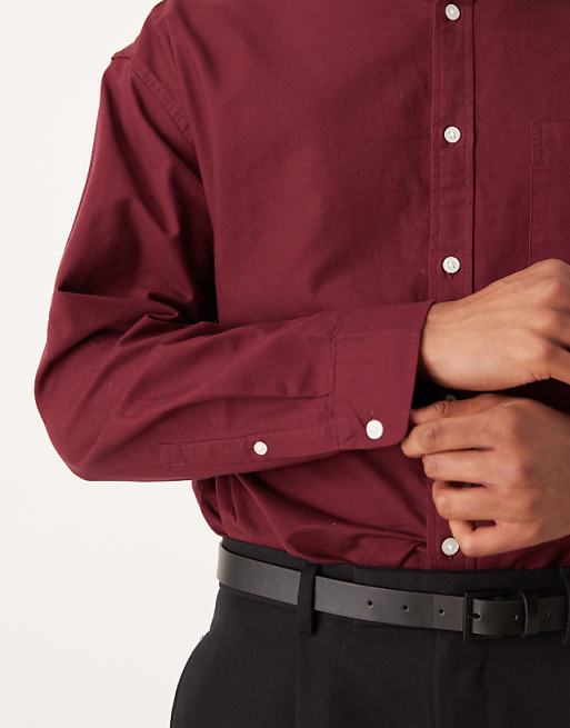 DESIGN 90s Oversized Oxford Shirt In Burgundy