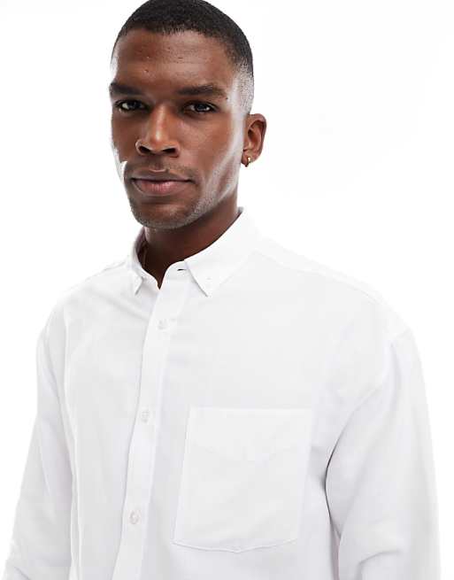 DESIGN 90s Oversized Oxford Shirt In White