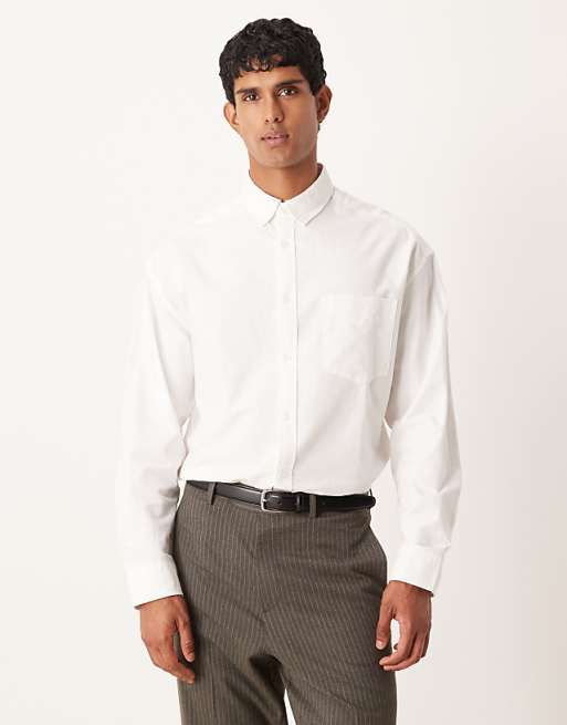 DESIGN 90s oversized oxford shirt in white