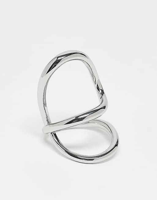DESIGN abstract ring with minimalist design in silver tone