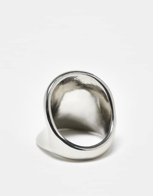 DESIGN Abstract Smooth Ring In Silver Tone