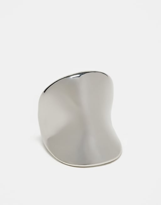 DESIGN abstract smooth ring in silver tone