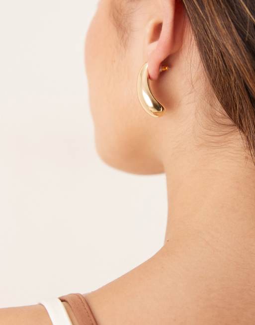 DESIGN Asymmetric Teardrop Stud Earrings In Gold Tone