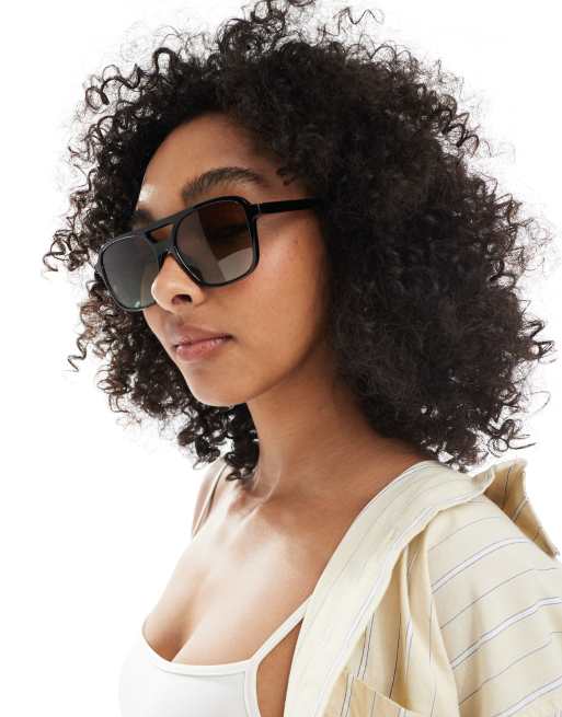 DESIGN Aviator Sunglasses In Black