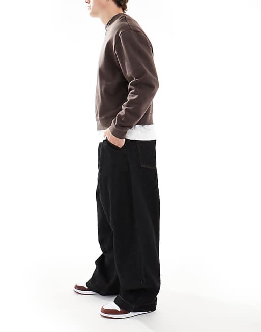 DESIGN Baggy Balloon Jeans In Raw Black