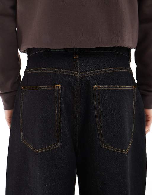 DESIGN Baggy Balloon Jeans In Raw Black