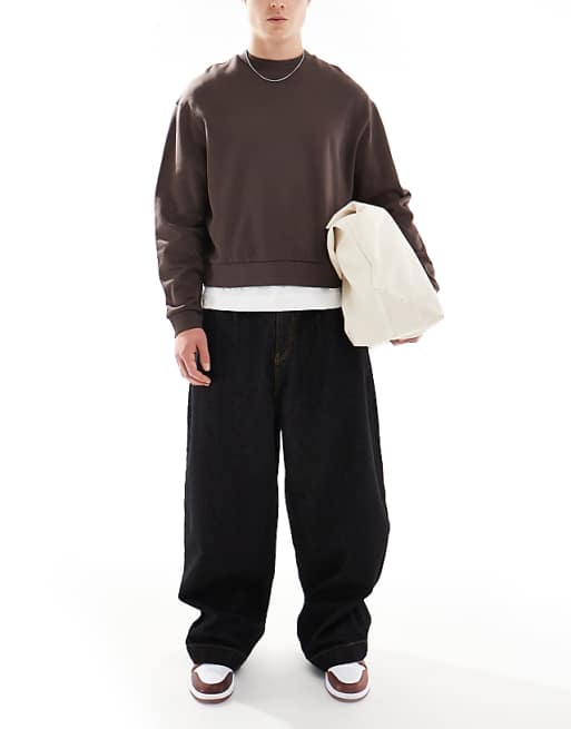 DESIGN baggy balloon jeans in raw black