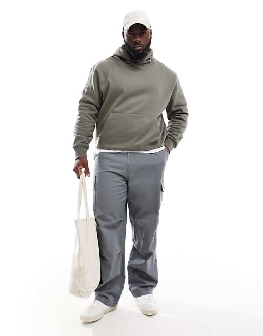 DESIGN Baggy Cargo Trousers In Charcoal