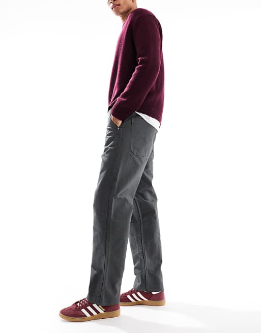 DESIGN Baggy Cargo Trousers In Charcoal Canvas