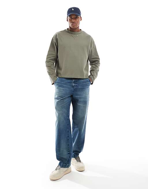 DESIGN baggy carpenter jean in dark wash blue