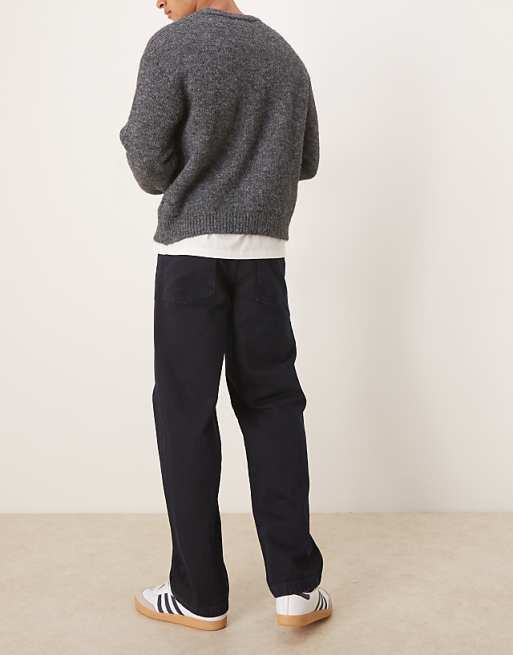 DESIGN Baggy Fit Jeans In Charcoal Blue Overdye