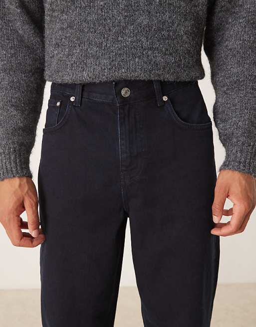 DESIGN Baggy Fit Jeans In Charcoal Blue Overdye