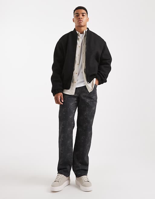 DESIGN Baggy Jeans In Black With Print