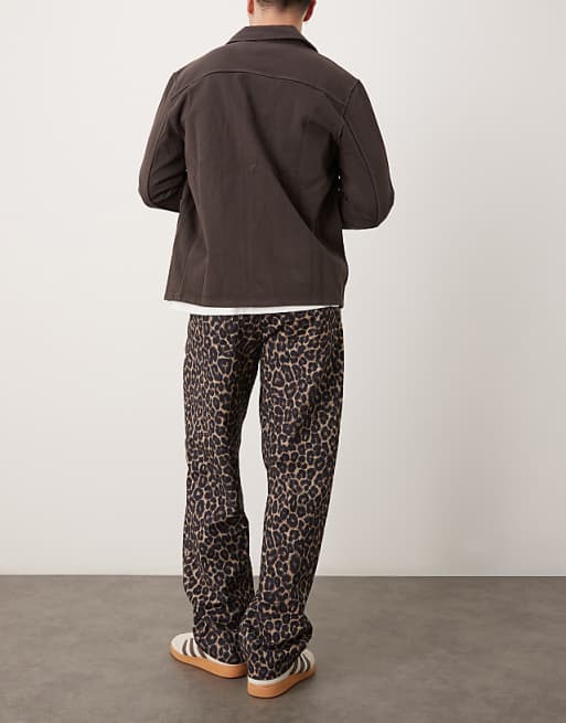 DESIGN Baggy Jeans In Leopard Print