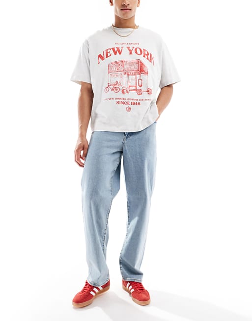 DESIGN Baggy Jeans In Light Wash Blue