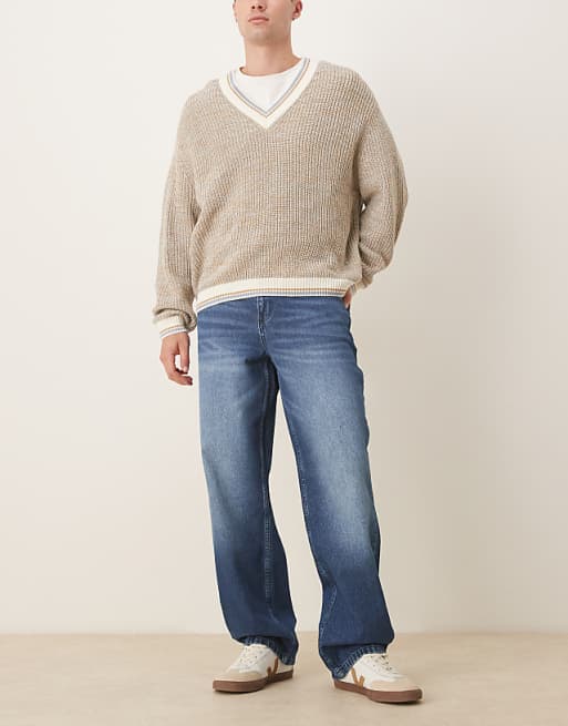 DESIGN baggy leg jean in vintage wash