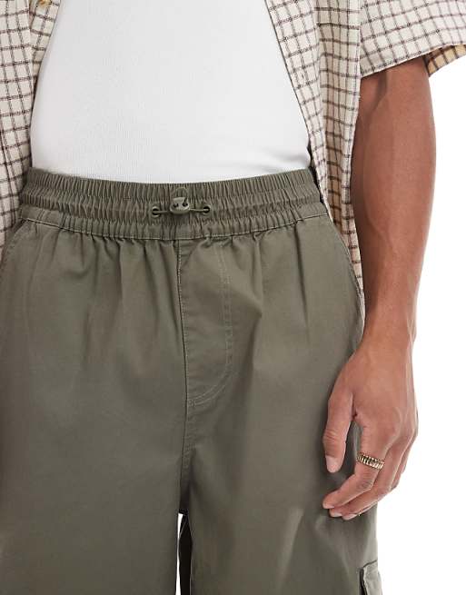 DESIGN Baggy Pull On Cargo Trousers In Khaki