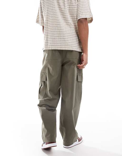 DESIGN Baggy Pull On Cargo Trousers In Khaki