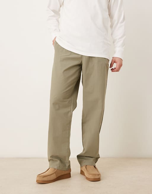 DESIGN baggy pull on trouser in green