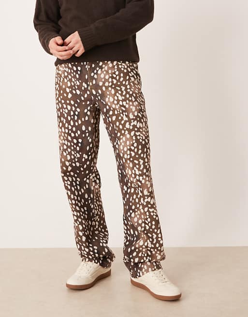 DESIGN Baggy Trouser Deer Print In Brown