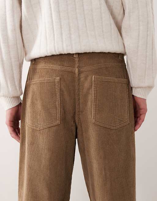 DESIGN Baggy Trousers In Beige Corduroy