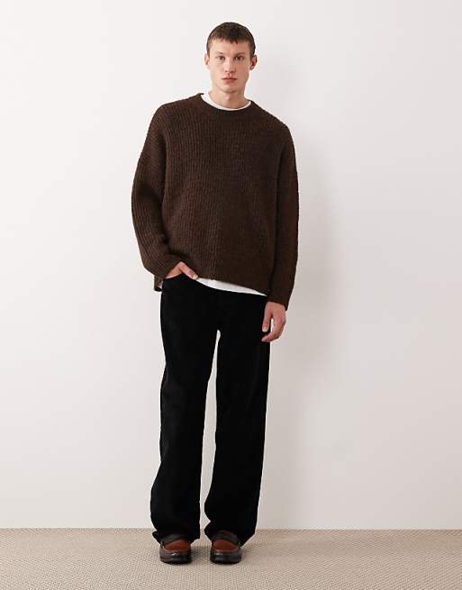 DESIGN baggy trousers in black corduroy
