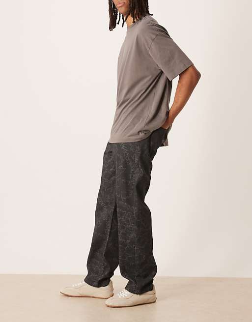 DESIGN Baggy Trousers In Floral Print