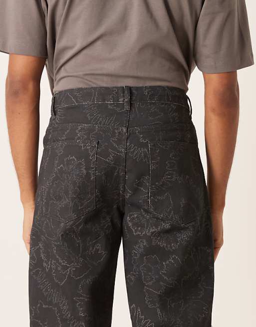 DESIGN Baggy Trousers In Floral Print