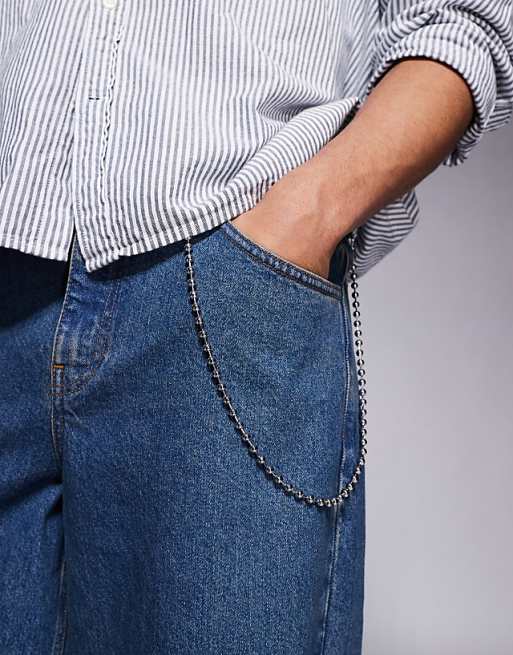 DESIGN ball jeans chain in silver tone