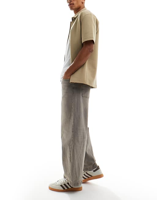 DESIGN Barrel Fit Jeans With Tint In Brown