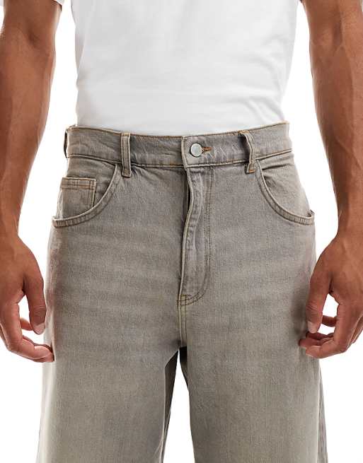 DESIGN Barrel Fit Jeans With Tint In Brown