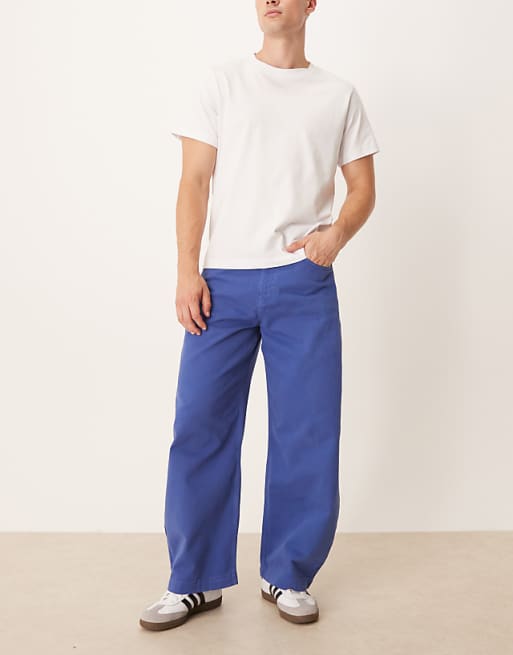 DESIGN Barrel Trousers In Blue
