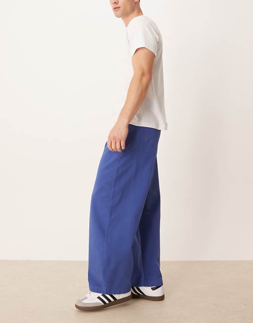 DESIGN Barrel Trousers In Blue