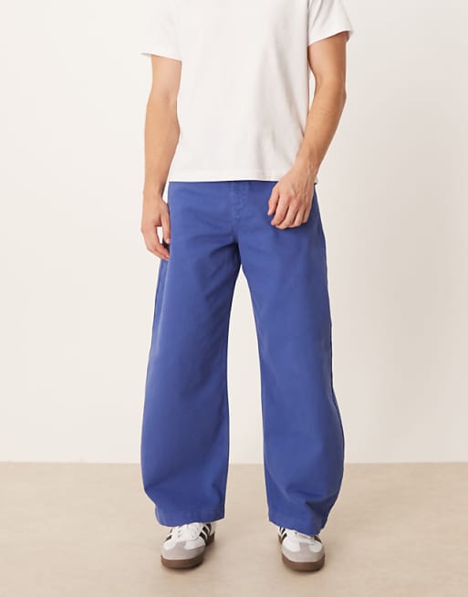 DESIGN barrel trousers in blue
