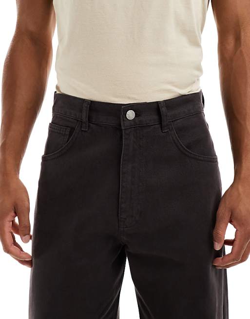 DESIGN Barrel Trousers In Brown With Seam Detail