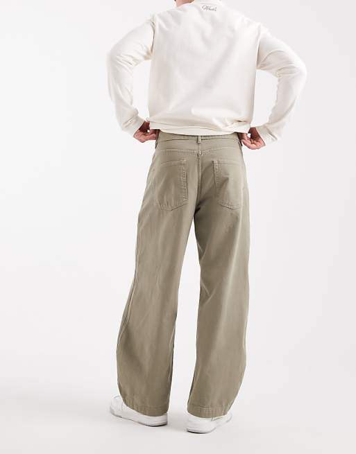 DESIGN Barrel Trousers In Khaki
